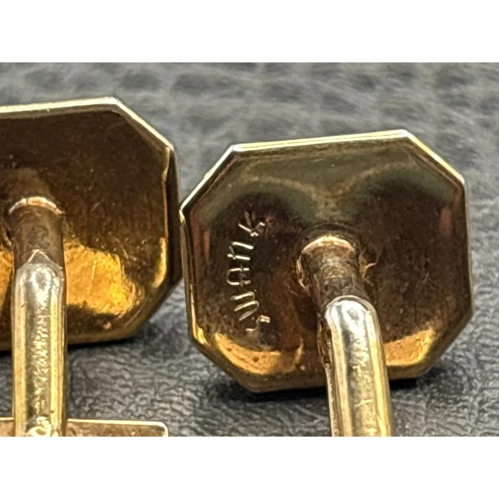 Vintage Swank Dark Mother Of Pearl Abalone Cufflinks Gold Tone